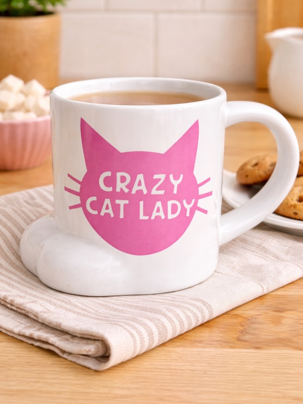 BIGMOUTH Mug Crazy Cat Lady Cat Paw Base Novelty Coffee Cup Cat Lover Gift GUC